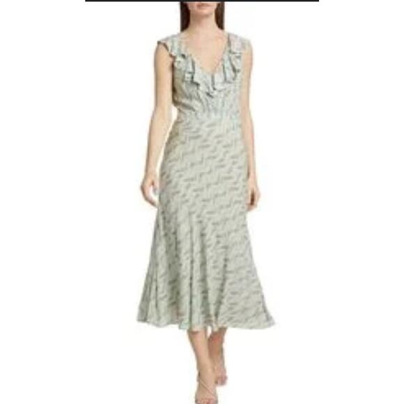 Paige Shona floral midi dress with ruffle neck line. Size 6. NWOT. - Picture 1 of 8